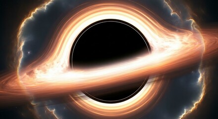 A mesmerizing depiction of a black hole with swirling light and energy, showcasing the universes enigmatic power