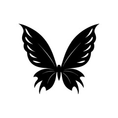 Butterfly black shape on transparent background silhouette