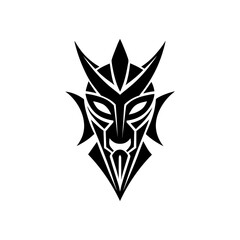 Abstract tribal mask on transparent background silhouette