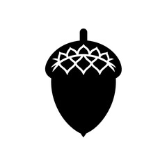 Silhouette of an acorn on transparent background