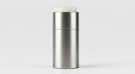 Silver metallic object features brushed texture against a soft white backdrop for product presentation, branding, or mockups.