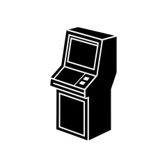 Arcade machine black on transparent background silhouette