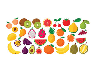 Colorful assortment of Fresh Fruits: A vibrant illustration of a delicious variety of fresh fruits, perfect for a healthy lifestyle and culinary creations.