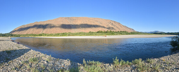 Panorama of the mountain river Sob.