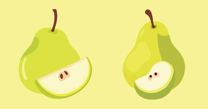 Vibrant Green Pear Fruit Vector Clipart