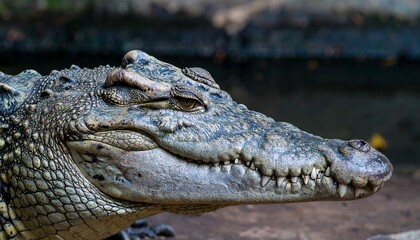Close-up of a crocodile's head
