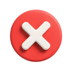 Obraz premium 3D Render: Red Circle with White X, Negative Symbol, Error Icon, Modern Design, Clean Minimalist Style