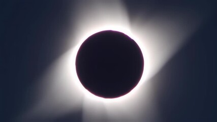 A solar eclipse, dark circle of the sun blocked by the moon, surrounded by bright rays - Powered by Adobe