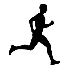 Silhouette of man running marathon sprint exercise fitness training cardio workout sport activity race jog