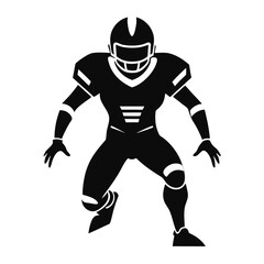 American Football Player in Ready Stance Silhouette Sports Illustration Defensive Player Protective Gear Helmet Pads and Gloves