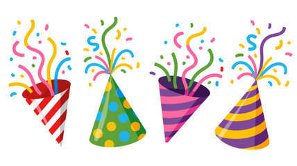 Obraz premium Colorful Party Hats with Confetti and Streamers.