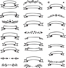 A collection of hand-drawn banners and ribbons, a vector design element set