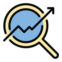 Analysis icon flat line style illustration representing data evaluation and insights generation suitable for business reports research presentations and performance tracking projects