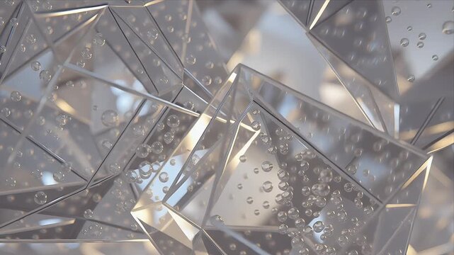 気泡が浮かぶ透明な幾何学結晶｜Transparent Geometric Crystals with Bubbles