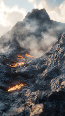 Volcanic eruption landscape