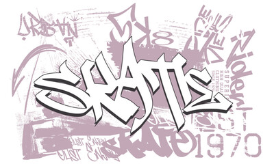 skateboard pattern print, skateboarder graphic Tees, Vector Skate on a grunge background. t shirt graphics print vector design, Urban typography hipster street art for graphic t- shirt.eps8