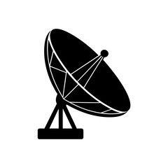 Satellite dish black on transparent background silhouette