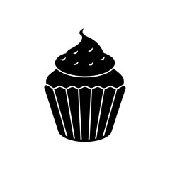 Cupcake silhouette art on transparent background