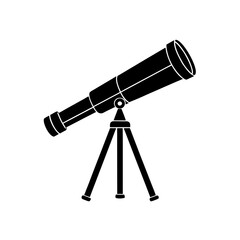 Telescope on a stand on transparent background silhouette