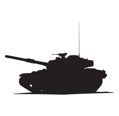 Fototapeta premium Silhouette of a powerful military tank on a white background ready for combat