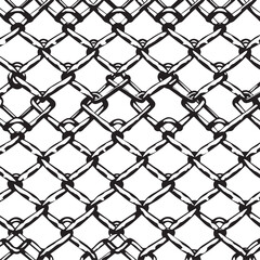 Hand-Drawn Chain Link Fence: A Seamless and Industrial Pattern

