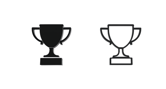 Achievement Success Trophy Icons - 3D Render of Award Symbols for Business