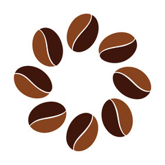 Obraz premium Circle of roasted coffee beans on white background