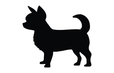 Chihuahua dog silhouette, Black standing chihuahua dog icon flat vector illustration