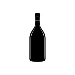 Black wine bottle art on transparent background silhouette