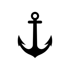 Simple anchor design on transparent background silhouette