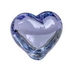 Clear glass heart sculpture isolated on transparent background