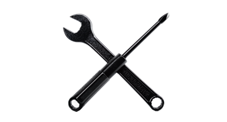 Black Wrench and Screwdriver Tools for Repair, Maintenance DIY Projects