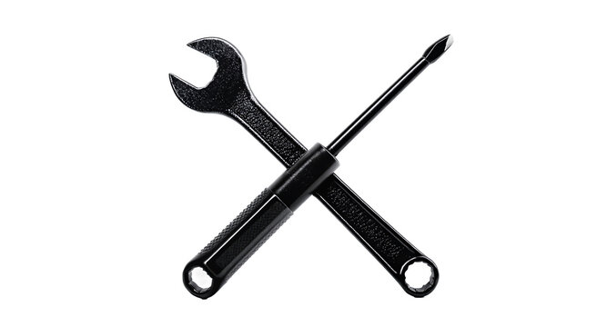Black Wrench and Screwdriver Tools for Repair, Maintenance DIY Projects