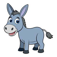 Fototapeta premium A cute cartoon donkey standing on a white background