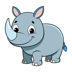 Naklejka premium Cute cartoon rhinoceros isolated on white background