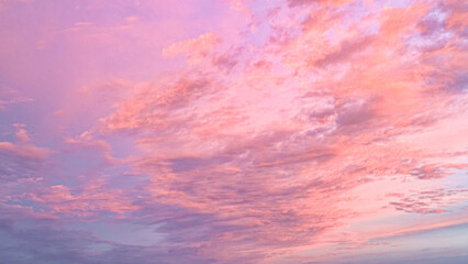 Pink, Purple, Sunset Sky Background in the evening sun down with colorful sunrise dramatic red, orange, yellow golden sunny summer sun light, Horizon bright nurture sunlight shiny Dusk sky clouds 