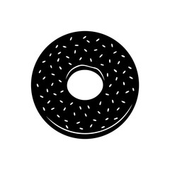 Black donut with dots on transparent background silhouette