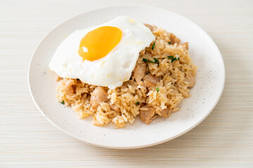 fried rice with pork and fried egg in Japanese style