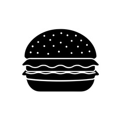 Simple burger graphic on transparent background silhouette