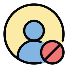 User block icon flat line style illustration representing restricted access and privacy control suitable for social media platforms security settings and user management projects