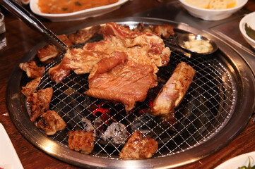 Korean barbecue. marinated beef rib bbq