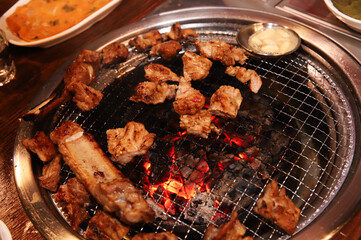 Korean barbecue. marinated beef rib bbq