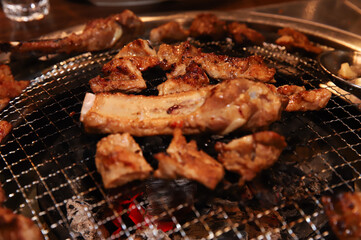 Korean barbecue. marinated beef rib bbq