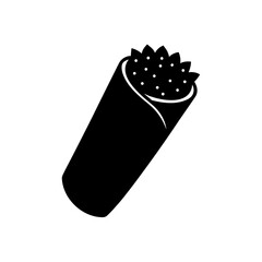 A burrito in black on transparent background silhouette