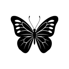 Butterfly black icon on transparent background silhouette