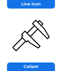 Caliper Outline Icon for Precision Engineering and Technical Measurement with a Minimalist Line Art Style on a White Background as a Professional Vector Graphic