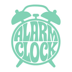 Fototapeta premium Alarm clock illustration in mint green retro style 