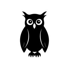 Simple owl illustration on transparent background silhouette