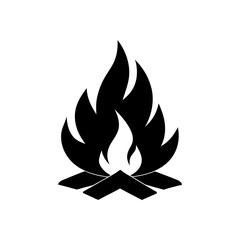 Burning fire flames hot on transparent background silhouette