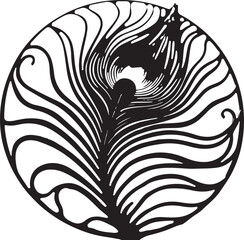 Obraz premium Exquisite Peacock Feather Silhouette Vector Set.